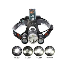 Boruit T6 Kafa Feneri 5000 Lumens 3xcree Xm-t6+2r5 Lamba Led Kamp Lambası Çok Renkli