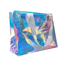 Rm Promosyon R&m Promosyon Su Geçirmez Şeffaf Pvc Kadın Plaj Ve Omuz Çantası - Hologram 7 Farklı Sap Rengi Seçeneği Hologram - Açık Gri Sap Hologram - Açık Gri Sap