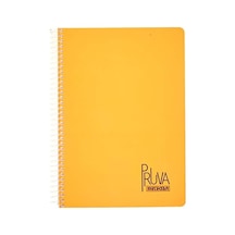 A4 Pet Spiralli Karton Kapaklı Defter 144 Yaprak - Çizgili - Turuncu 103 Ivory