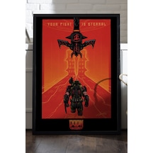Doom Siyah Ahşap Çerçeveli Poster, Dekoratif Oyun Duvar Tablosu