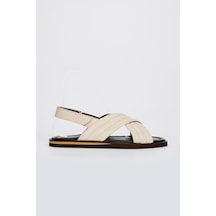 Valmenti Zeno Erkek Bej Hakiki Deri Düz Sandalet 537 588-val Erk Sndlt Y23 Bej