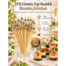 Mucit Home Gümüş Taşlı Toplu Kanepe Kürdanı 25 Adet Kokteyl Ve Parti Sunum Kürdanı