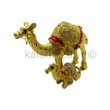 Swarovski Taşlı Anne Deve & Yavru Deve - Gizli Hazneli Masaüstü H