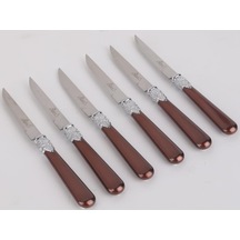 Biev Sedefli Kahverengi Melam&Çelik 6'lı Tatlı Bıçağı Sgr1503 - 6 Kahverengi
