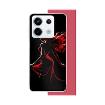 Redmi Note 13 Pro 5g Uyumlu Kırmızı Elbiseli Kadın Baskılı Silikon Kılıf Renkli
