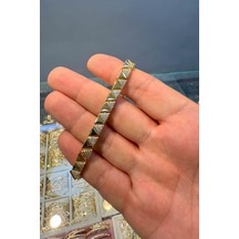 Zirkon Taşlı 14 K Yeşil Altın Renk Vip Serisi Bileklik