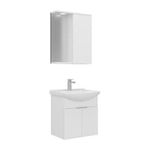 Orka Purus 55 Cm Parlak Beyaz Spot Aynalı Banyo Dolabı Takım Asma Beyaz
