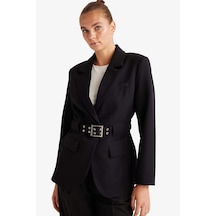 Defacto Regular Fit Ceket Yaka Krep Blazer Ceket F9129ax25wnbk81 Siyah-bk81