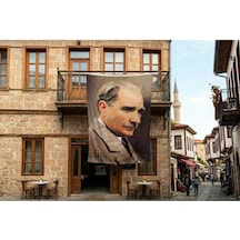 Sivil Gazi Mustafa Kemal Atatürk Yan Portre Poster Bayrak Premium Raşel Kumaş 300x450cm Ata8 Diğer