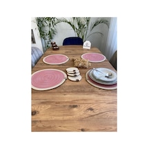 Jüt Hasır Amerikan Servis Supla Ve Bardak Altı 8 Parça Pembe Krem Pembe Krem
