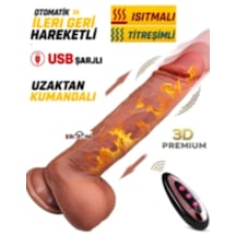 Erofoni Şarjlı Otomatik İleri Geri Hareketli Isıtmalı 21 Cm Uzaktan Kumandalı Titreşimli Vantuzlu Dildo Vibraör Penis