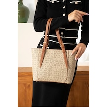 Just Polo Kadın Büyük Boy Lüks El Çantası Ebat : 24 X 27 Cm Shopper Vizon - Taba
