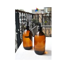 2'li Amber 500 Ml Tombul Cam Şişe Ayçiçek Yağı Zeytinyağı Şişesi Yağdanlık