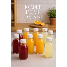 10 Adet 150 Ml Kilitli Beyaz Kapaklı Şeffaf Detox Shot Şişesi 150 Cc Ginger Şat Beyaz Cam Şişe Beyaz - Şeffaf