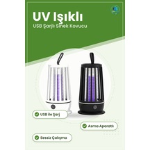 Sinek Kovucu Uv Işıklı Usb Şarjlı Sessiz Asma Aparatlı Ev Ofis Ba
