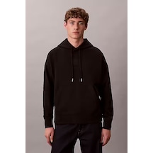 Calvin Klein Erkek Regular Fit Premium Terry Kapüşonlu Sweatshirt - Siyah Black