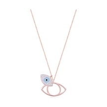 Zirkon Taşlı Rose Altın Kaplamalı Göz Desenli Gümüş Kolye Gold - Rose Gold - Gümüş