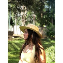 Zincirli Hasır Şapka Bej
