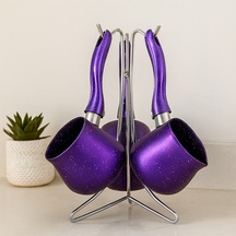 Granit Çelik Cezve Seti 4'lü 230/280/380 Ml Metal Standlı
