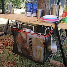 Açık Piknik Kamp Katlanabilir Örgü Sepet Metal Braket Tencere Tutucu Organizatör Raf