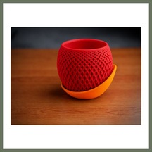 Bezos 3d Baskı Küre Saksı - Kafes Dokulu İki Parçalı Dekoratif Saksı - Kırmızı-turuncu Bezos1 43620936