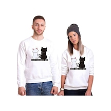 Tshirthane Love You-Love Me Sevgili Kombinleri Unisex Sweatshirt Kırık Beyaz