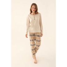 Pierre Cardin 8716 Kadın Pijama Takımı Bej V1 Bej