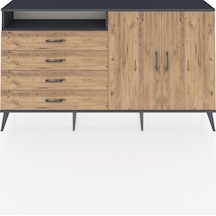 Arges Konsol 3 Raflı 4 Çekmeceli 2 Kapaklı 176x30x99 Antrasit-çam Atlas Çam/atlas Çam - Antrasıt