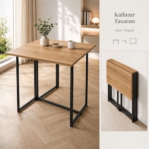Workcomo Katlanır Çalışma Masası Yemek Masası Mutfak Masası Balkon Masası Siyah - Çam