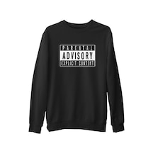 Parental Advisory Explicit Content Siyah Erkek Kalın Sweatshirt