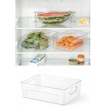 Kırılmaz Ultra Dayanıklı Buzdolabı Düzenleyici Organizer Kutu Şeffaf - 28x19x9cm 811 Açık Bej