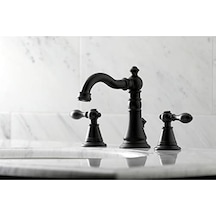 Fsc1970al İngiliz Klasik 8" Geniş Lavabo Musluğu, Mat Siyah Açık Ceviz