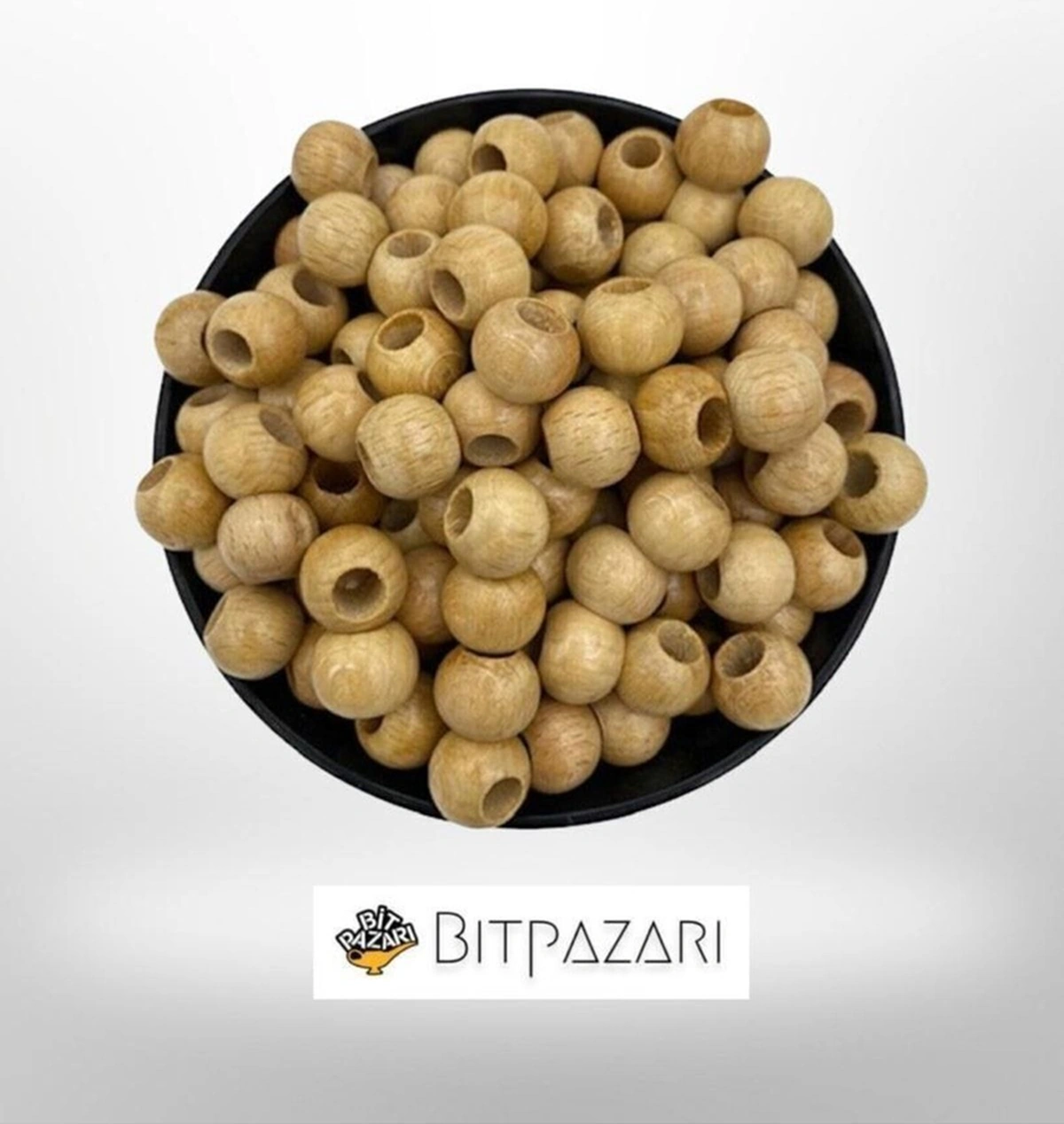 12mm Vernikli Ahşap Tahta Boncuk 100 Adet