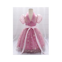 Miço Kids Nakışlı Kız Çocuk Prenses Abiye Elbise Pembe