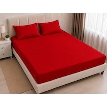 Çift Kişilik Lastikli Çarşaf 200x200+30 Cm Koyu Kırmızı Çok Renkli