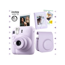 Fujifilm Instax Mini 12 Fotoğraf Makinesi + 20'lu Film + Mini Albüm + Deri Kılıf Seti Lila