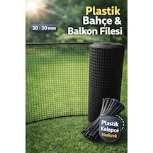Plastik Siyah Dekoratif Bahçe Çiti Perde Balkon Filesi 20 Mm Göz Kedi Filesi Kümes Filesi Çiti