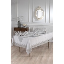 Midye Masa Örtüsü Takımı 26 Parça Gri Gri