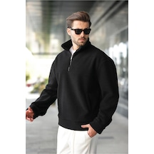 About Blank Madmext Siyah Yarım Fermuarlı Dik Yaka Polar Sweatshirt E7165,siyah S Acı Kahverengi