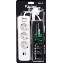 Rutter FRA-104U 3'lü Beyaz Akım Korumalı Priz Beyaz