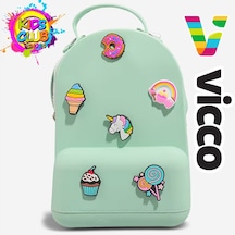 Vicco Pvc Mini Boy Çocuk Plaj Çantası Kreş Çantası Sırt Çantası Okul Çantası Unisex Çanta Yeşil