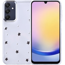 Noktaks Samsung Galaxy Uyumlu A25 Kılıf Airbag Tasarımlı Simli Şeffaf Koruyucu Kutup Kapak Yıldız T37083