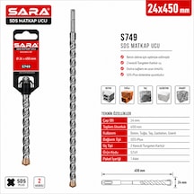 Sara S749 Sds Plus Matkap Ucu 24 X 450 Mm, 2 Kesicili Tungsten Karbür Uçlu