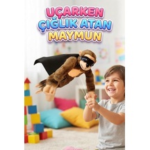 Uçarken Çığlık Atan Maymun Eğlenceli İnteraktif 25 Cm Uçan Maymun Sapan Oyuncak Çok Renkli