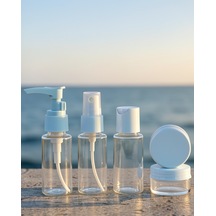 5'li Şeffaf Seyahat Dolum Şişe Seti 30 Ml Taşıma Çantalı