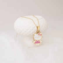 Dkmn Gümüş Hello Kitty Pembe Mine Taşlı Gümüş Kolye