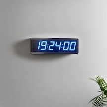 Saniyeli Dijital Led Duvar Ve Masa Saat Ve Derece - Turkuaz Kasa Ölçüsü: 12x35 Cm