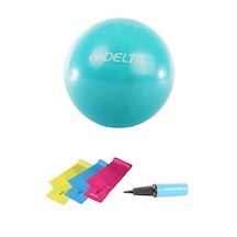 Delta- 75 cm Pilates Topu 3'lü Pilates Bandı Egzersiz Direnç Lastiği Pilates Topu Pompası 5'li Set