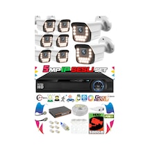 8 Kameralı Ip Set 500gb 9090 5mp Mikrofonlu Hd Gece Renkli Güvenlik Kamerası Sistemi -cepten İzle