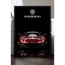 Pagani Huayra Siyah Ahşap Çerçeveli Poster, Dekoratif Araba Duvar Tablosu